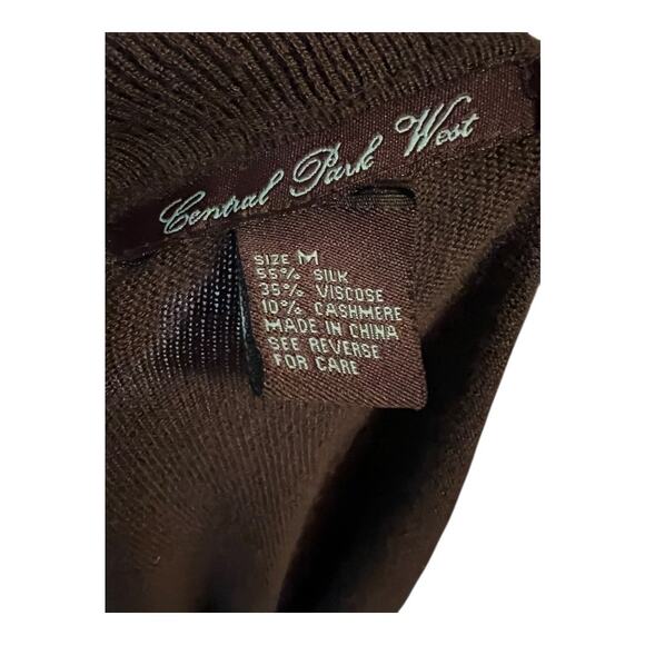 Central Park West brown Ruffled Silk Cashmere Blend Cardigan Open Front Medium - Picture 6 of 6